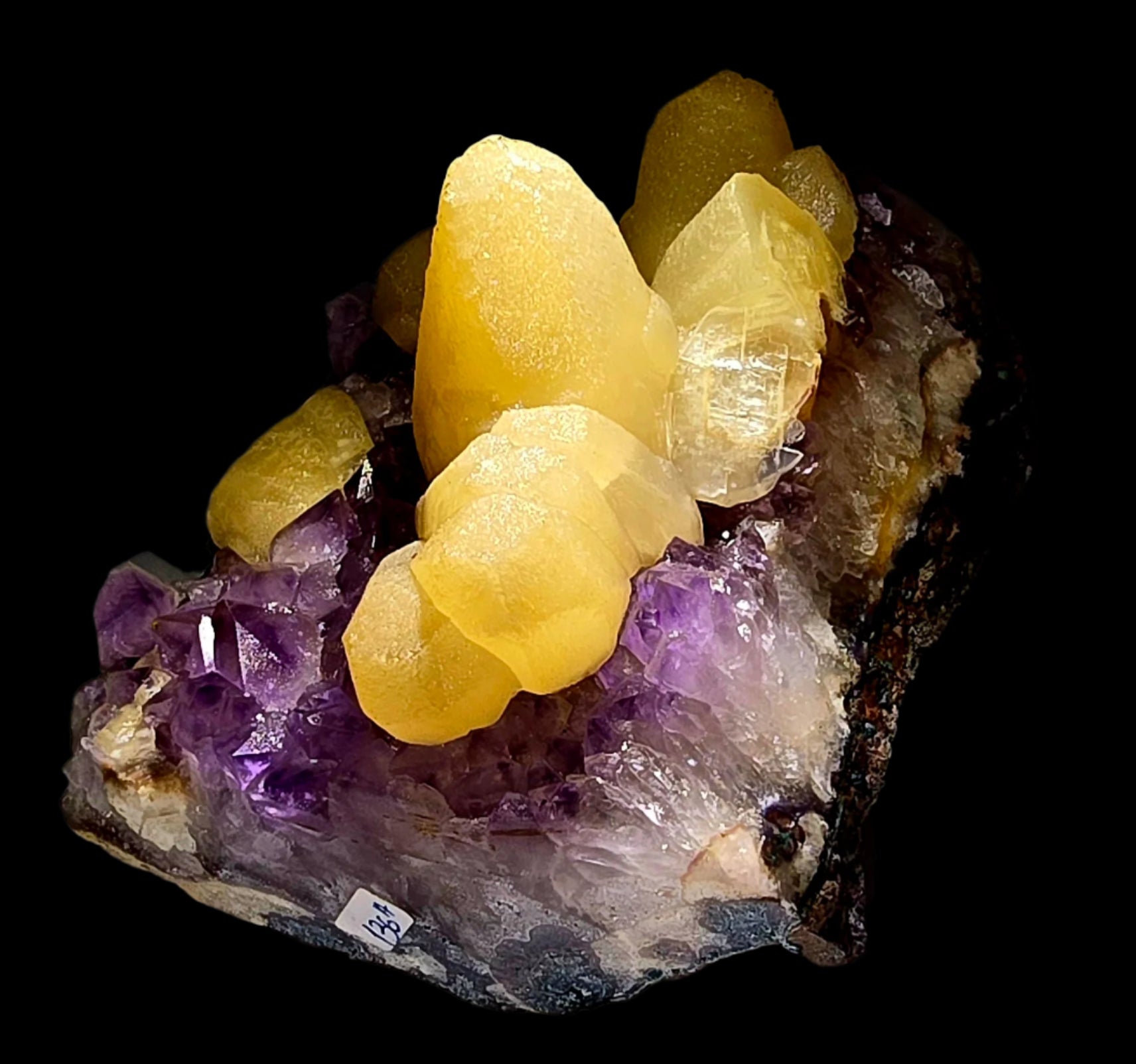CALCITE (DOG TOOTH) on AMETHYST (large cabinet)