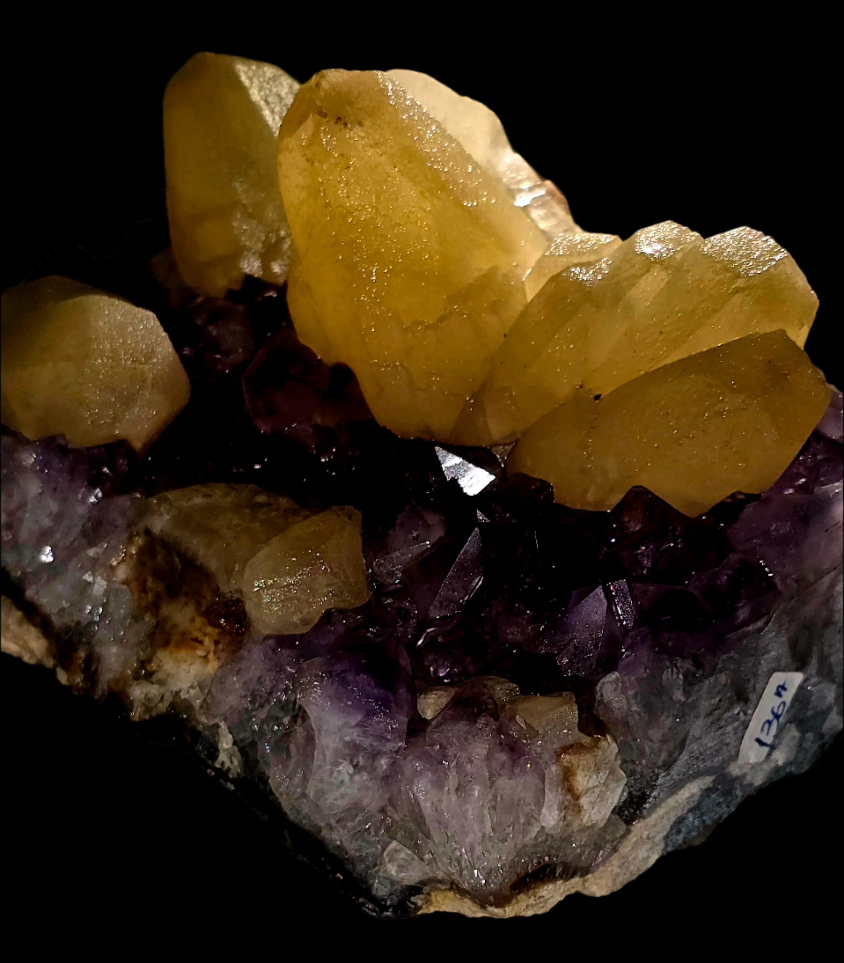 CALCITE (DOG TOOTH) on AMETHYST (large cabinet)