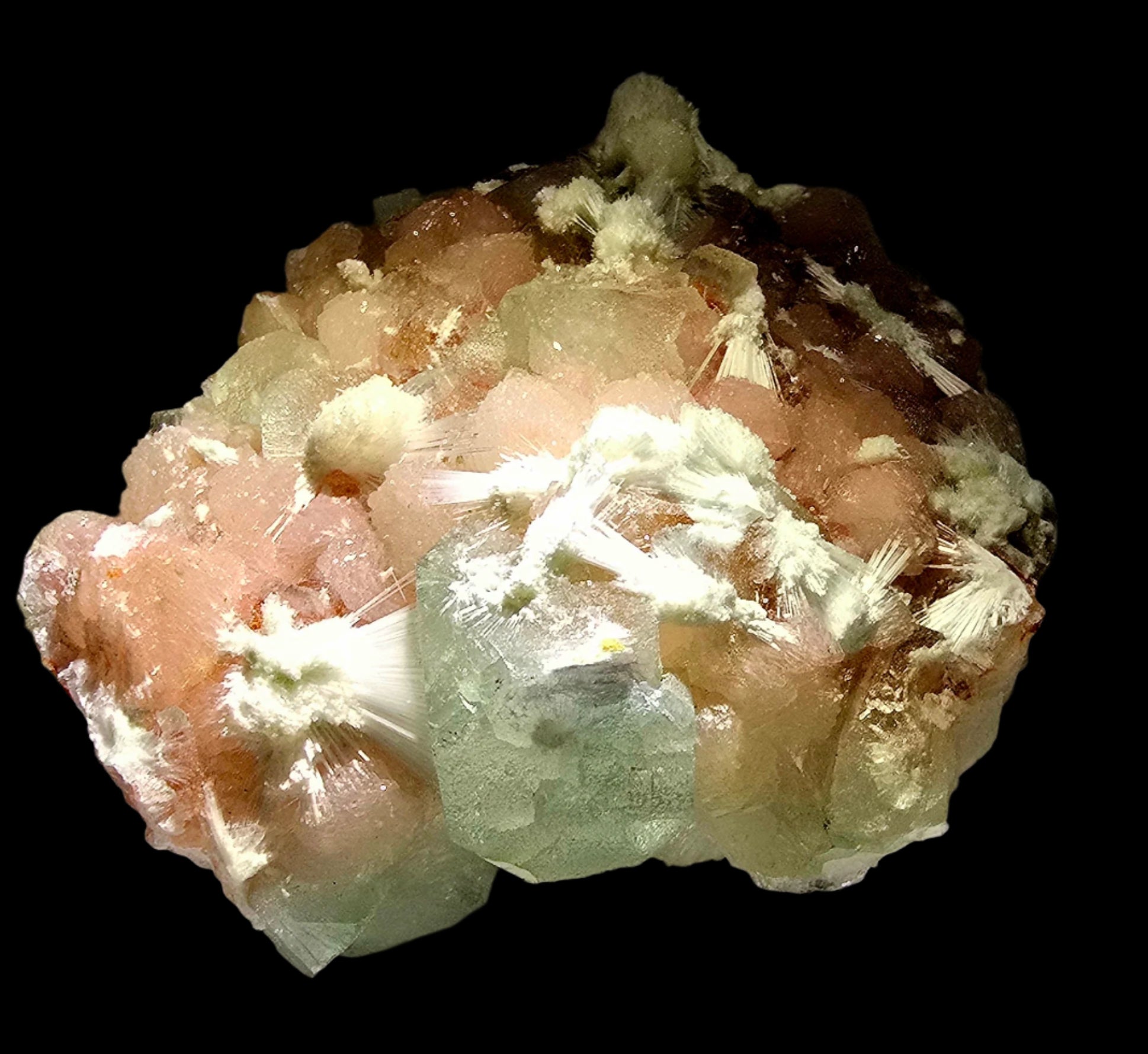 APOPHILLITE with STILBITE and NATROLITE (large cabinet)