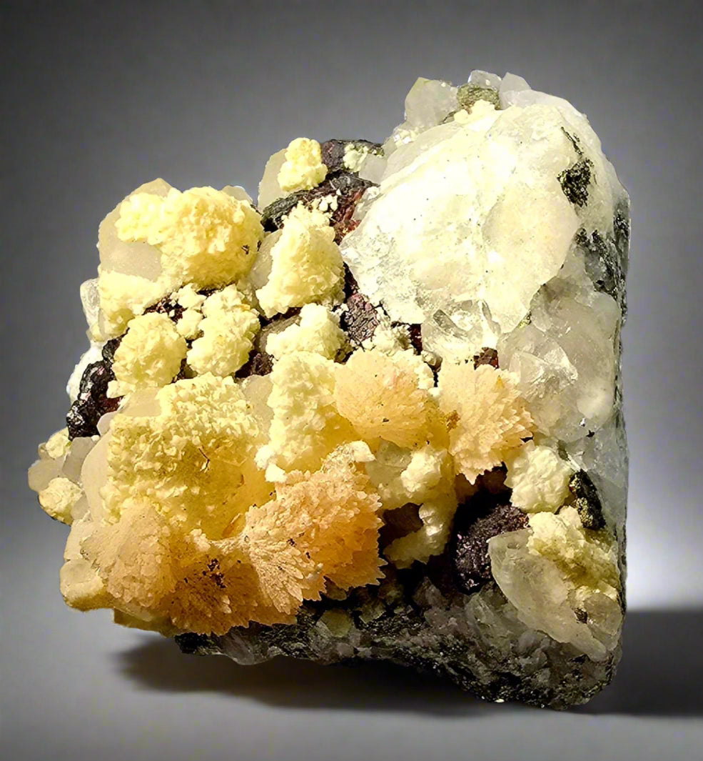 CHALCOPYRITE, SPHALERITE, PYRITE, QUARTZ, CALCITE (large cabinet)