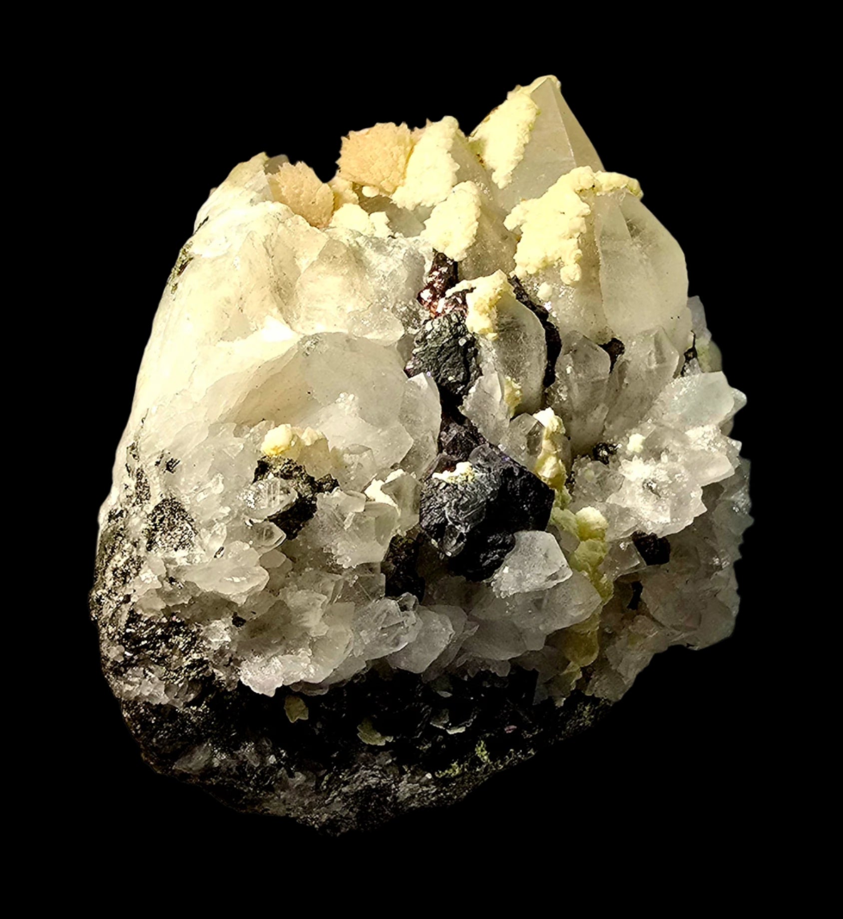CHALCOPYRITE, SPHALERITE, PYRITE, QUARTZ, CALCITE (large cabinet)
