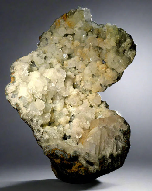 Calcite on Dolomite specimen from Elmwood Mine, Tennessee - white crystals on dark matrix