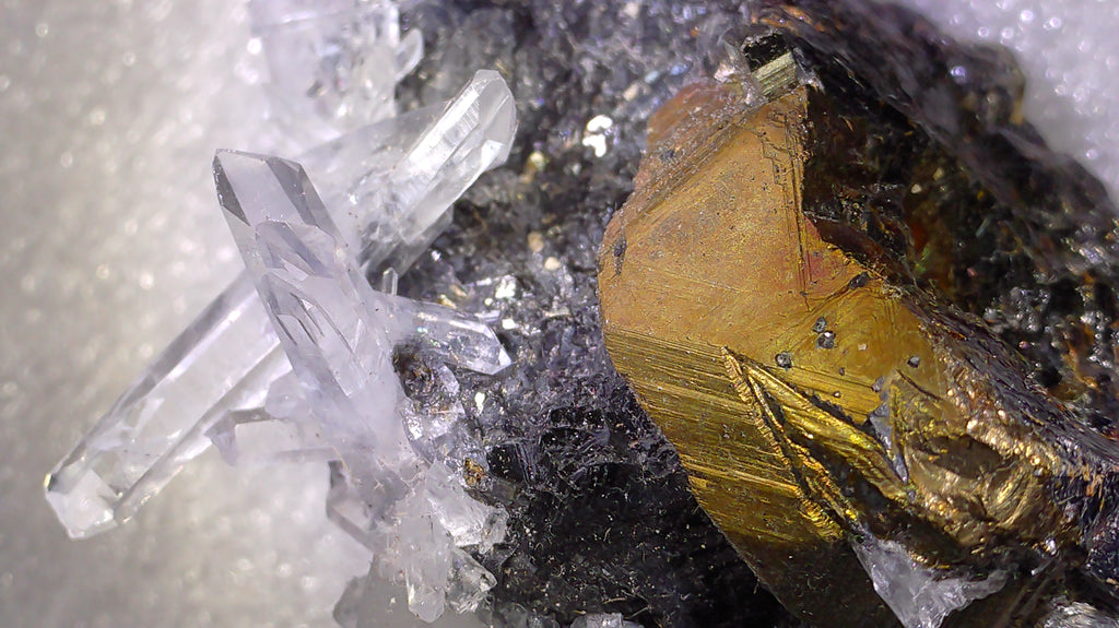 PYRITE with CHALCOPYRITE AND QUARTZ (miniature)