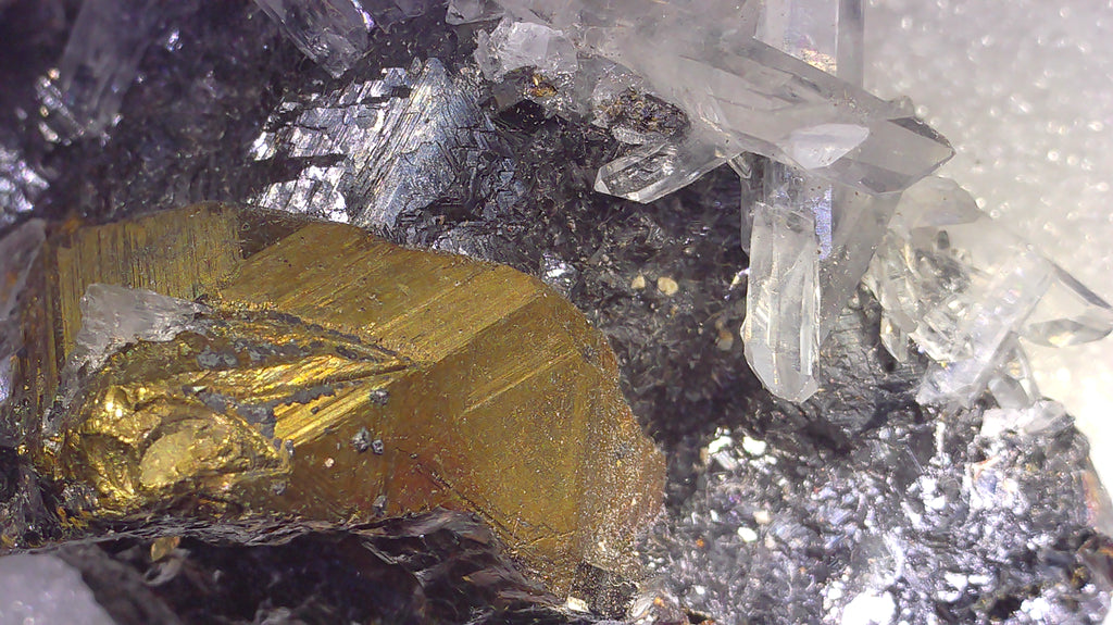 PYRITE with CHALCOPYRITE AND QUARTZ (miniature)