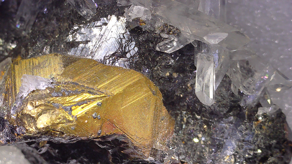 PYRITE with CHALCOPYRITE AND QUARTZ (miniature)