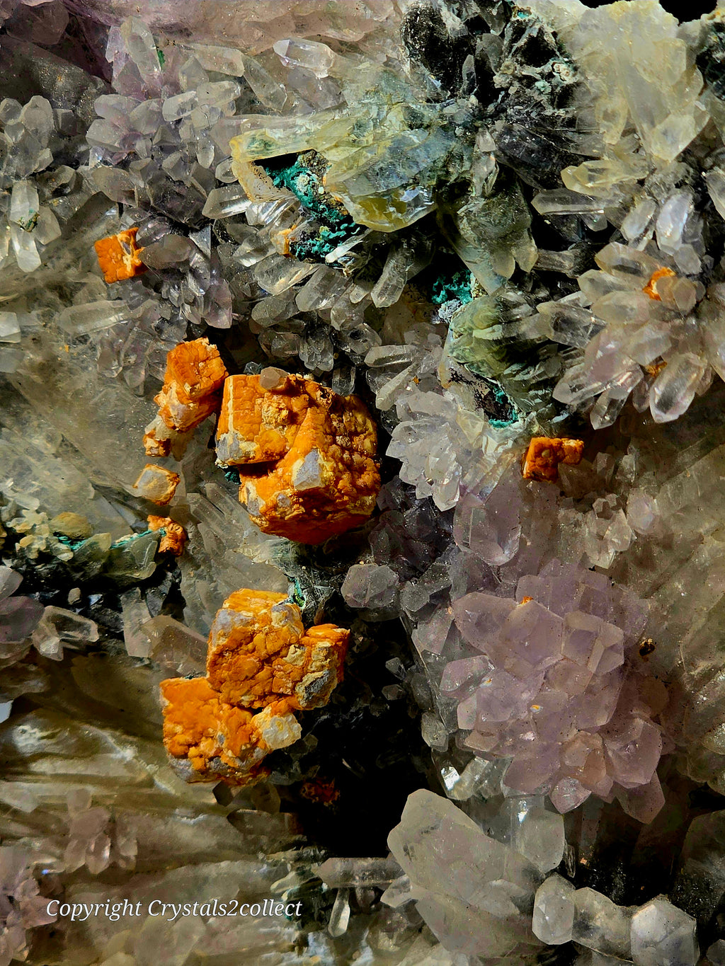 AMETHYST, CALCITE, QUARTZ, COPPER MINERALS (cabinet)