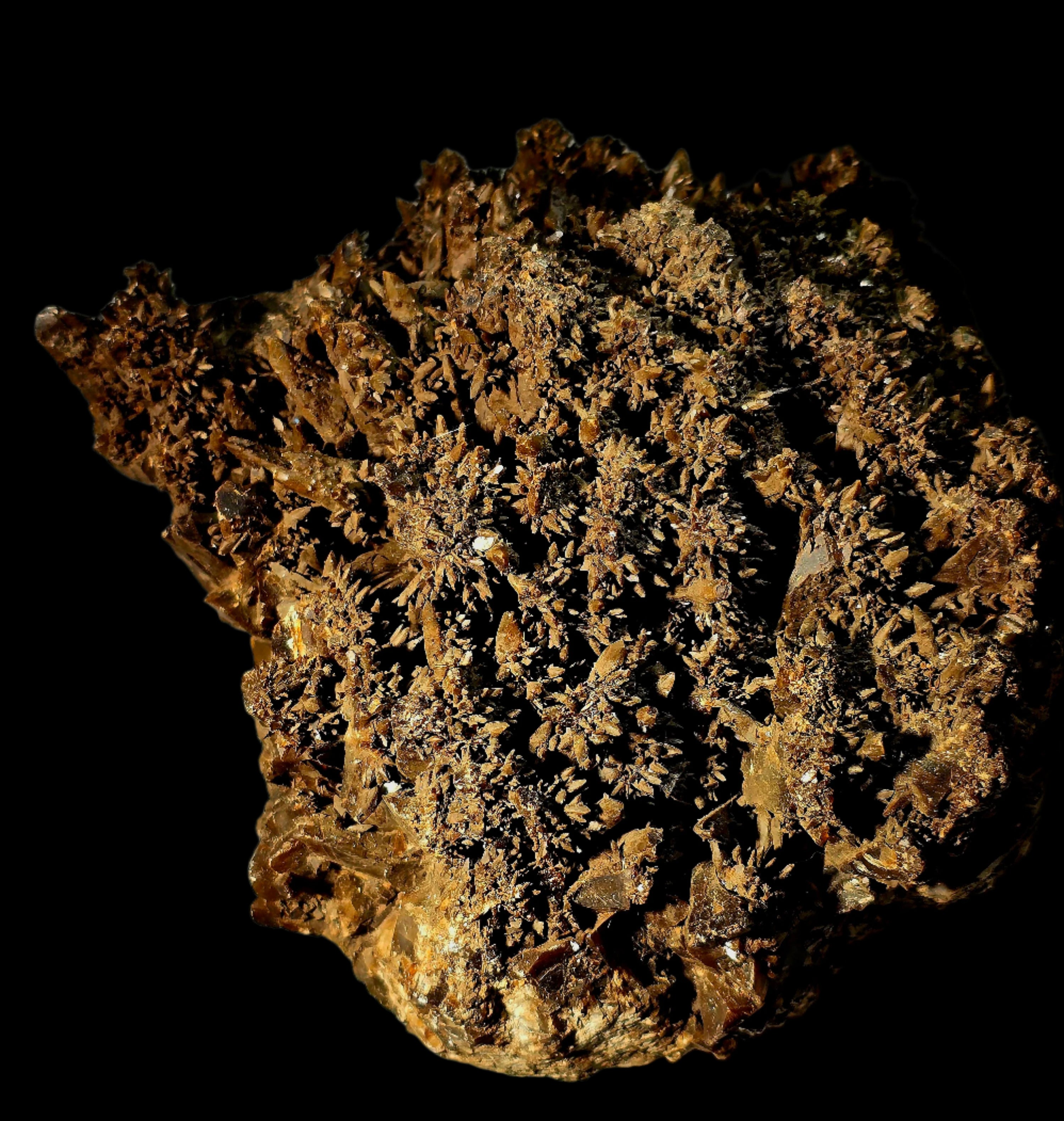 CALCITE - very fine needles BROWN  (large cabinet)