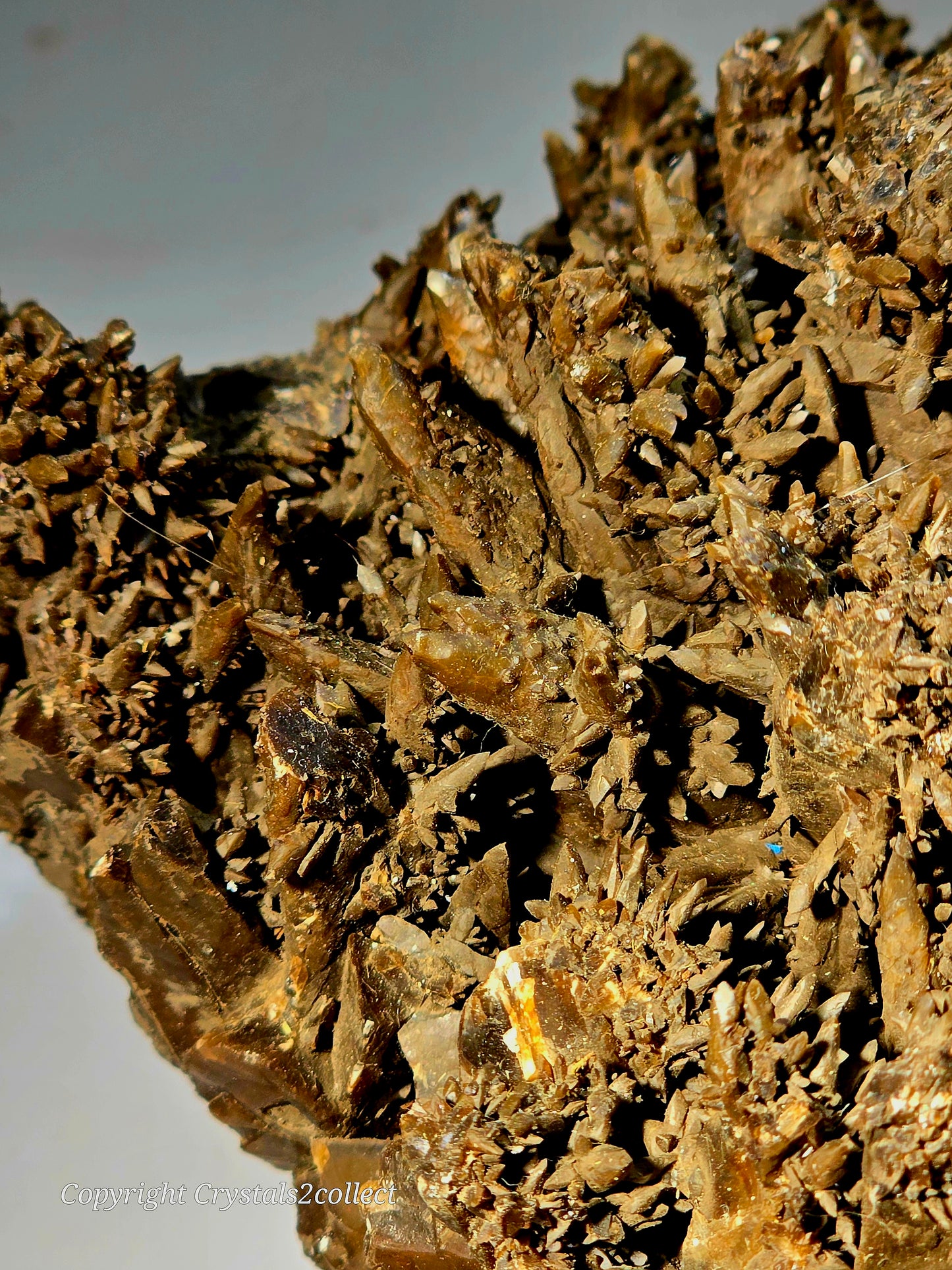 CALCITE - very fine needles BROWN  (large cabinet)