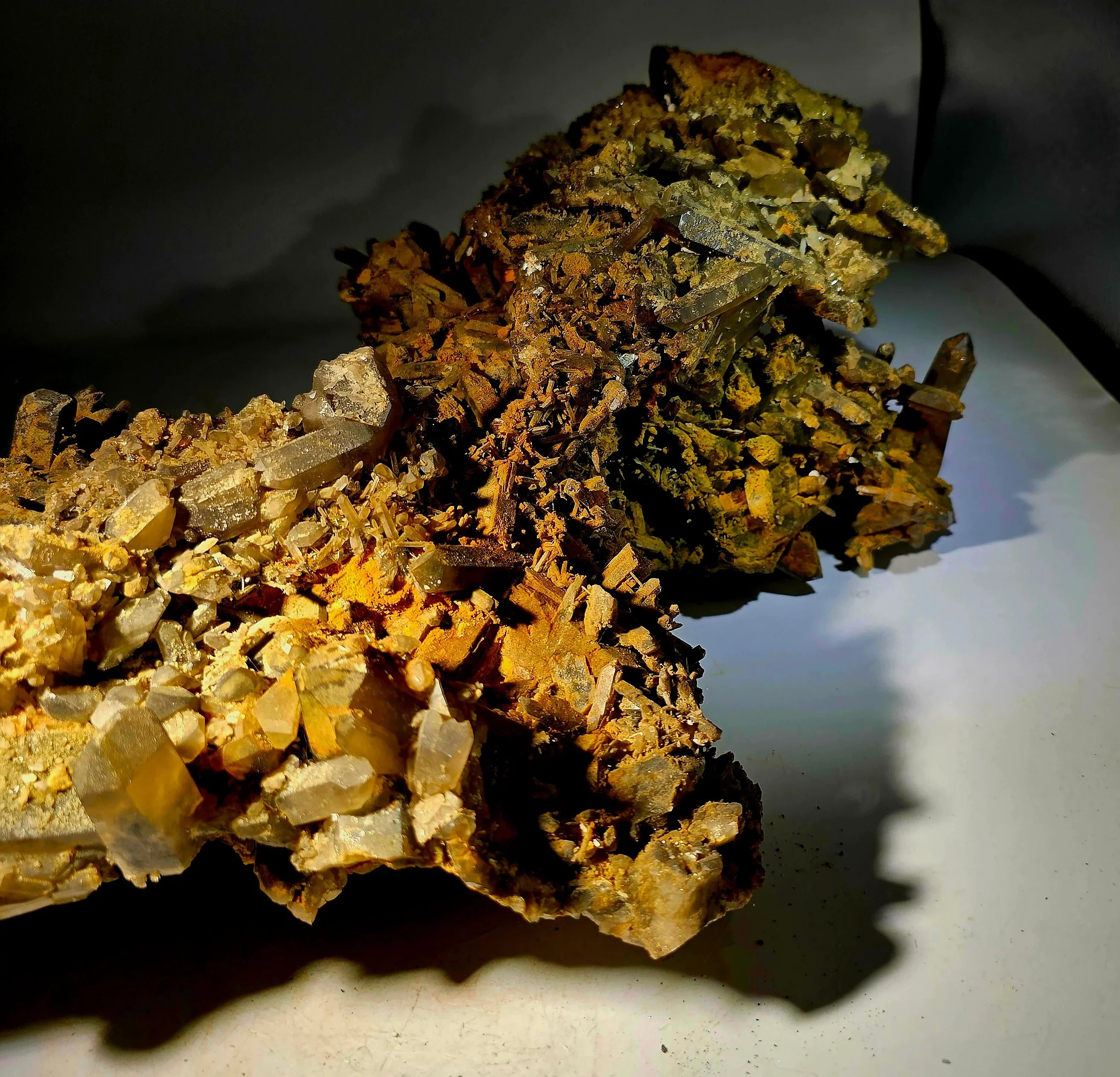 Calcite crystals with yellow-orange matrix, mineral specimen for collectors