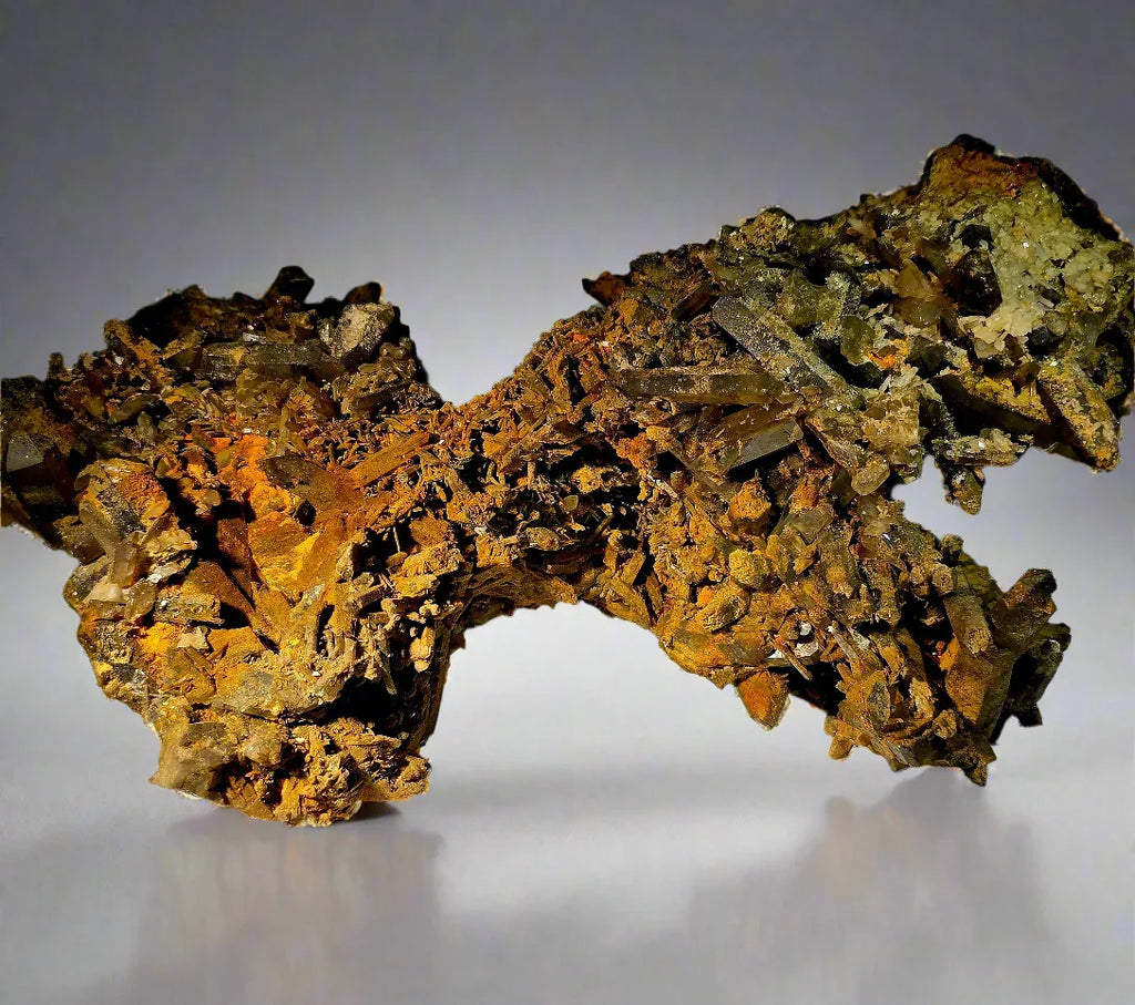 Pyrite crystals on matrix from Spain, golden mineral specimen for collectors