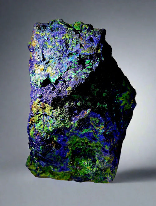 Azurite with Malachite mineral specimen, vibrant blue and green hues, classic locality specimen