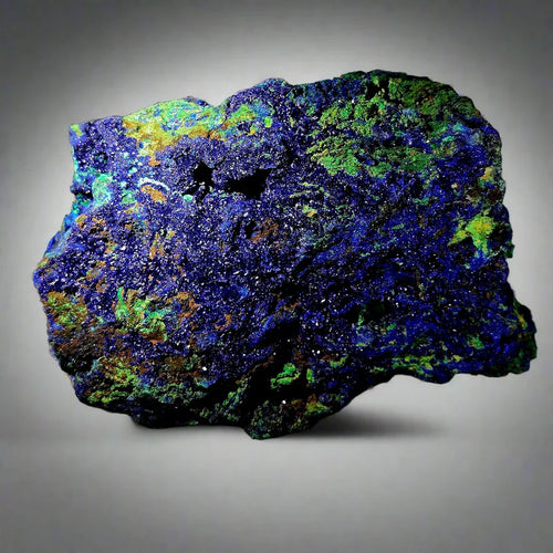 Azurite with Malachite mineral specimen from Tsumeb, Namibia - vibrant blue and green crystal formation