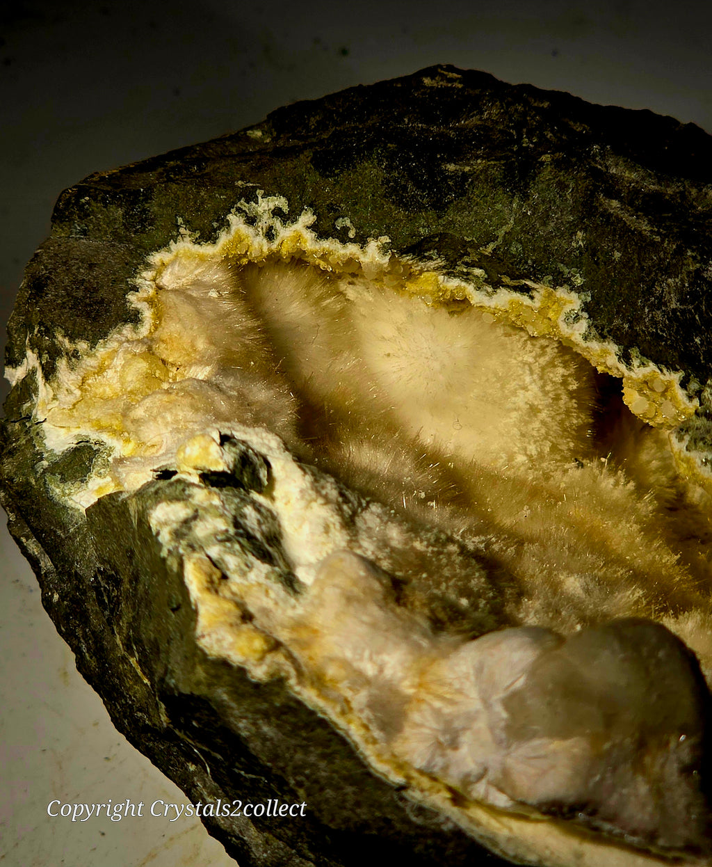 OKENITE, ARAGONITE GEODE (very large cabinet)