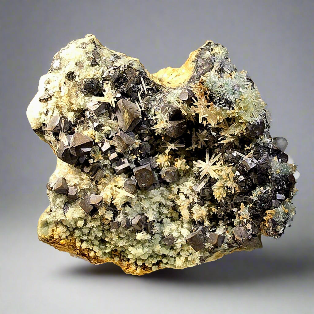SPHALERITE, GALENA with QUARTZ (cabinet) EXCEPTIONALLY RICH SPECIMEN (cabinet)