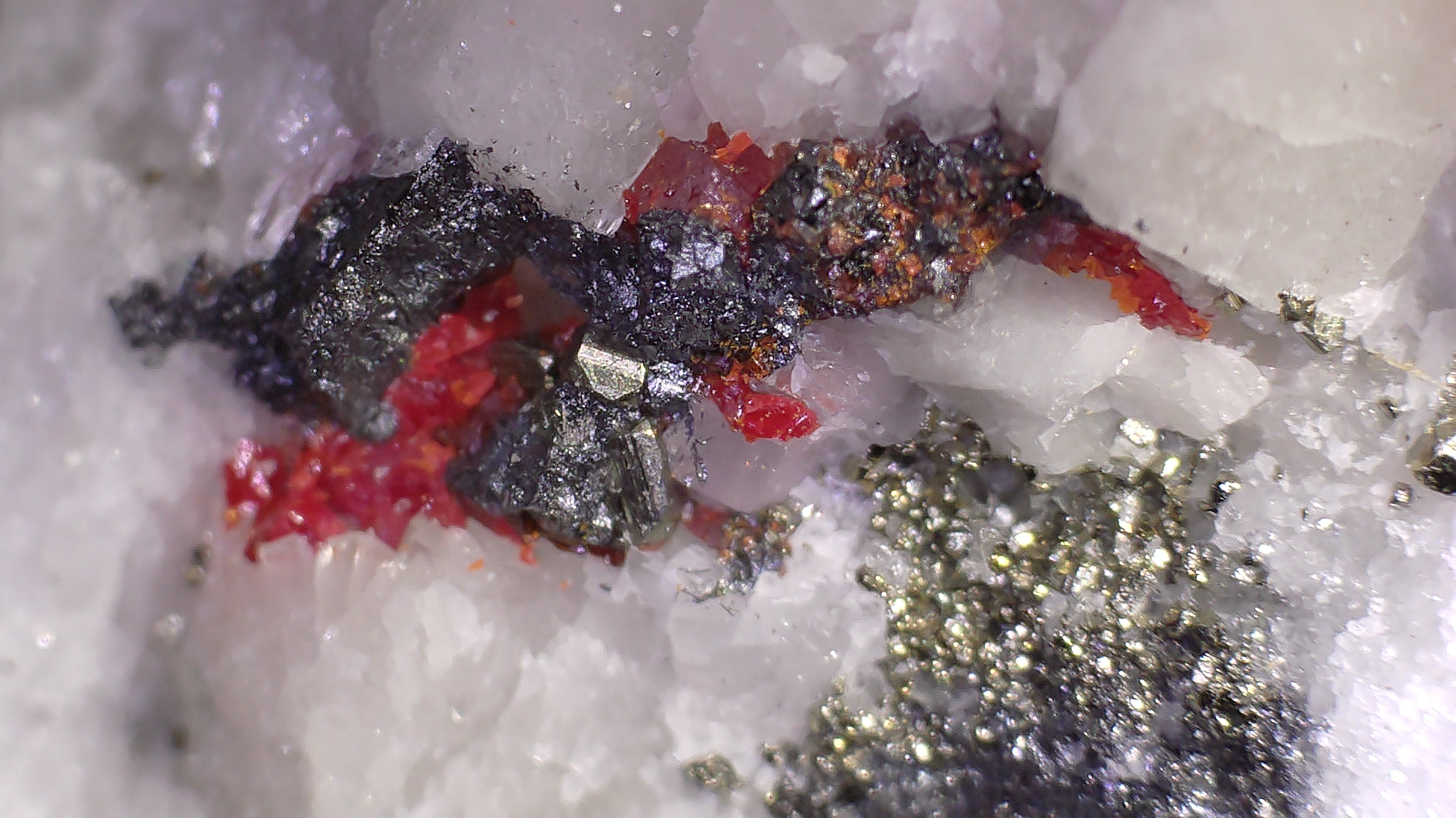 DUFRENOYSITE, BAUMHAUERITE with REALGAR (micro and miniature)