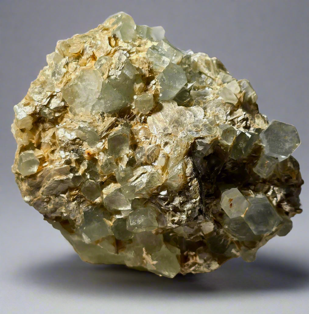 AQUAMARINE (BERYL) ON QUARTZ and MUSCOVITE (cabinet)
