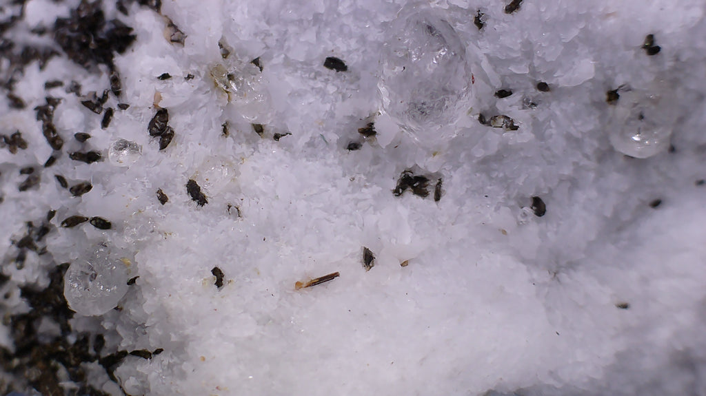BENITOITE, NEPTUNITE, JOAQUINITE, JONESITE (?) ON NATROLITE with SERPENTINE