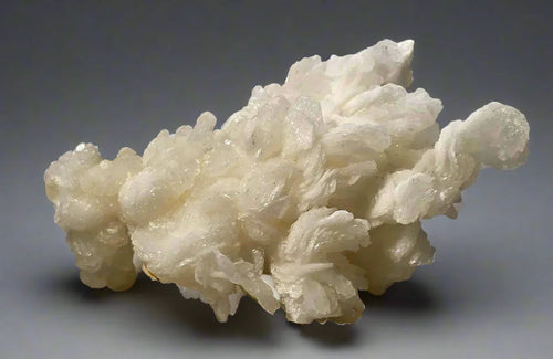 White aragonite crystal cluster from Morocco, mineral specimen for collectors