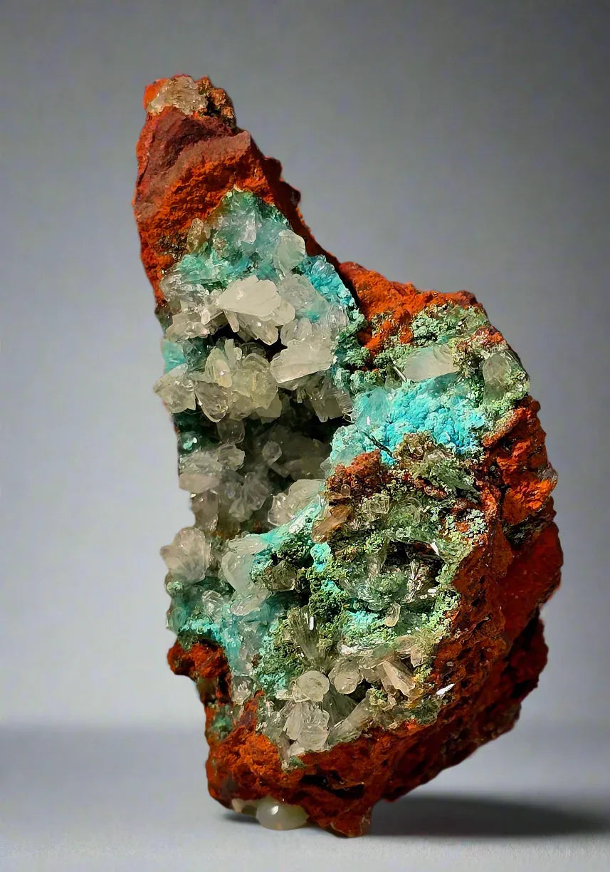 Chrysocolla with Quartz on Red Matrix, Arizona USA mineral specimen