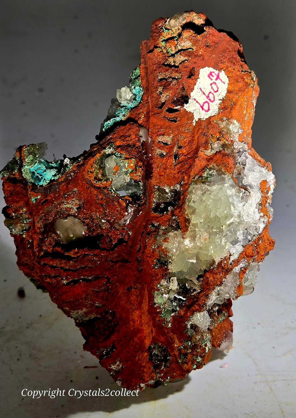 Chrysocolla with Quartz on Red Matrix, Mineral Specimen for Collectors