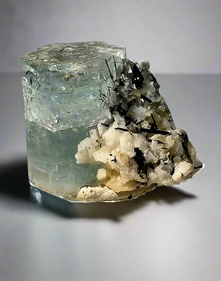BERYL var AQUAMARIN with SCHORL needles (miniature)