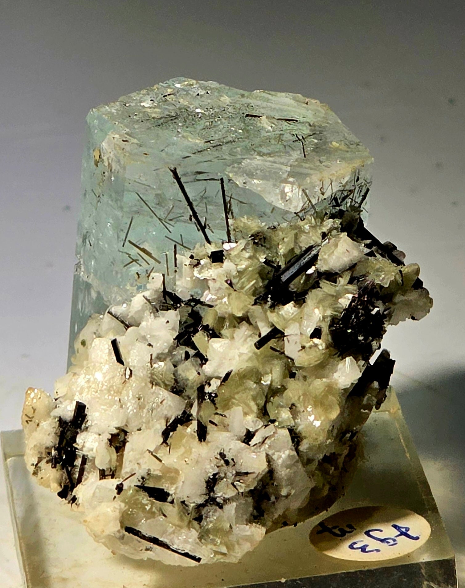 BERYL var AQUAMARIN with SCHORL needles (miniature)