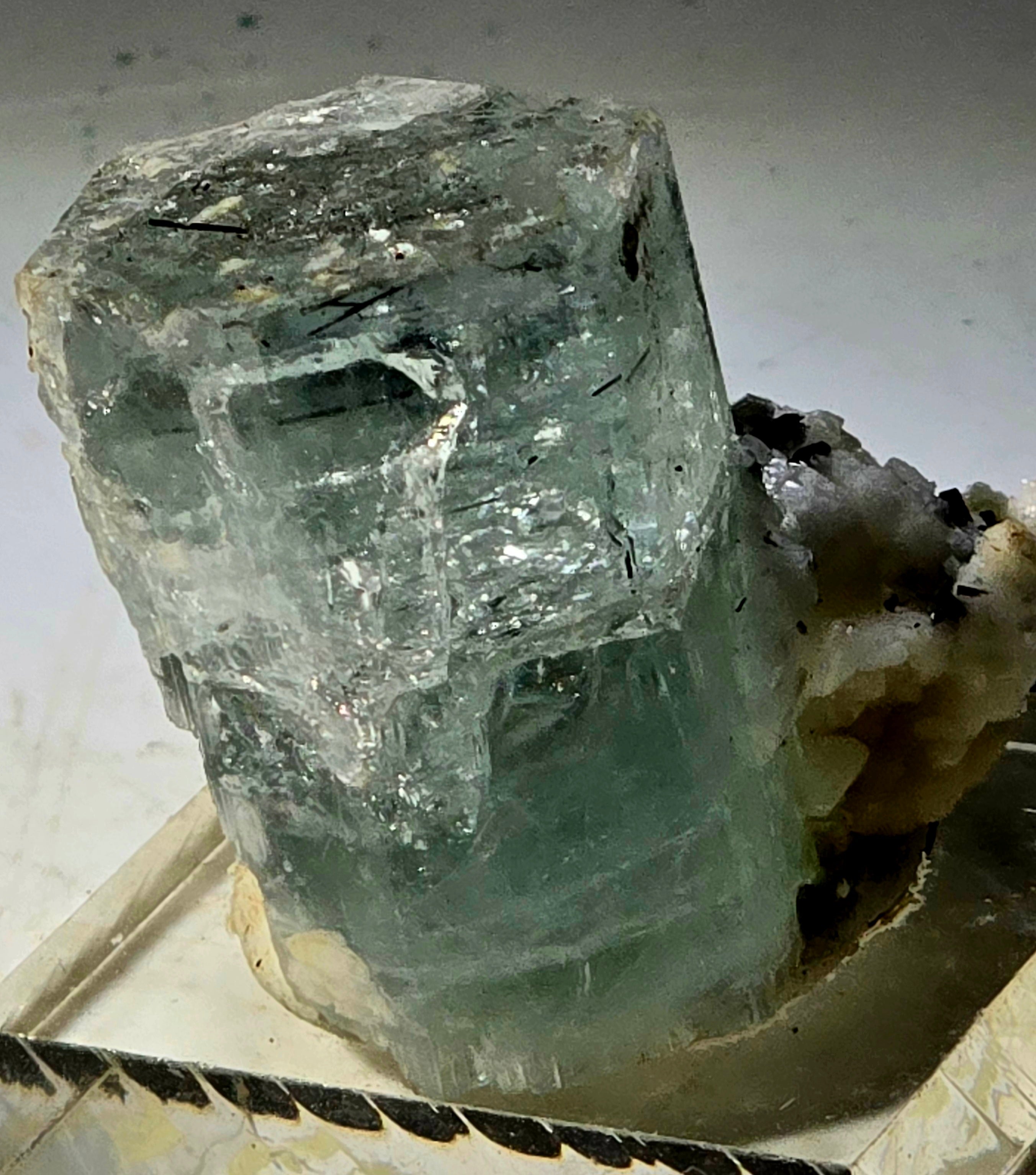 BERYL var AQUAMARIN with SCHORL needles (miniature)