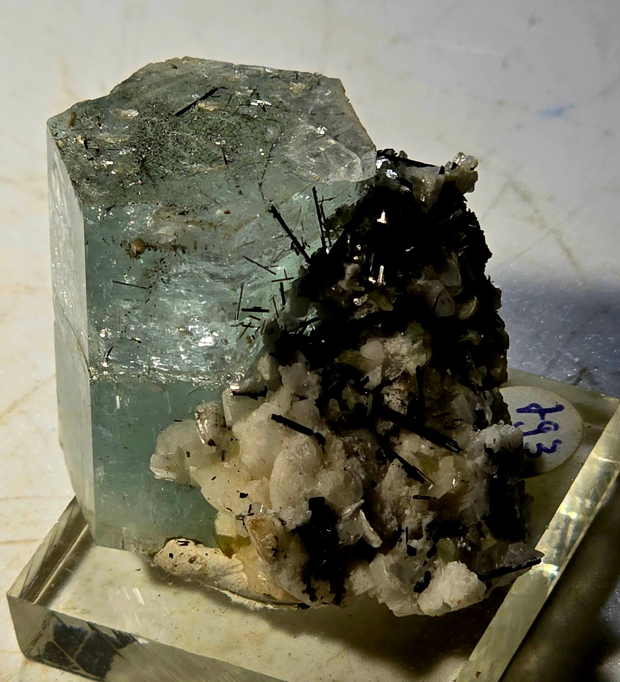 BERYL var AQUAMARIN with SCHORL needles (miniature)