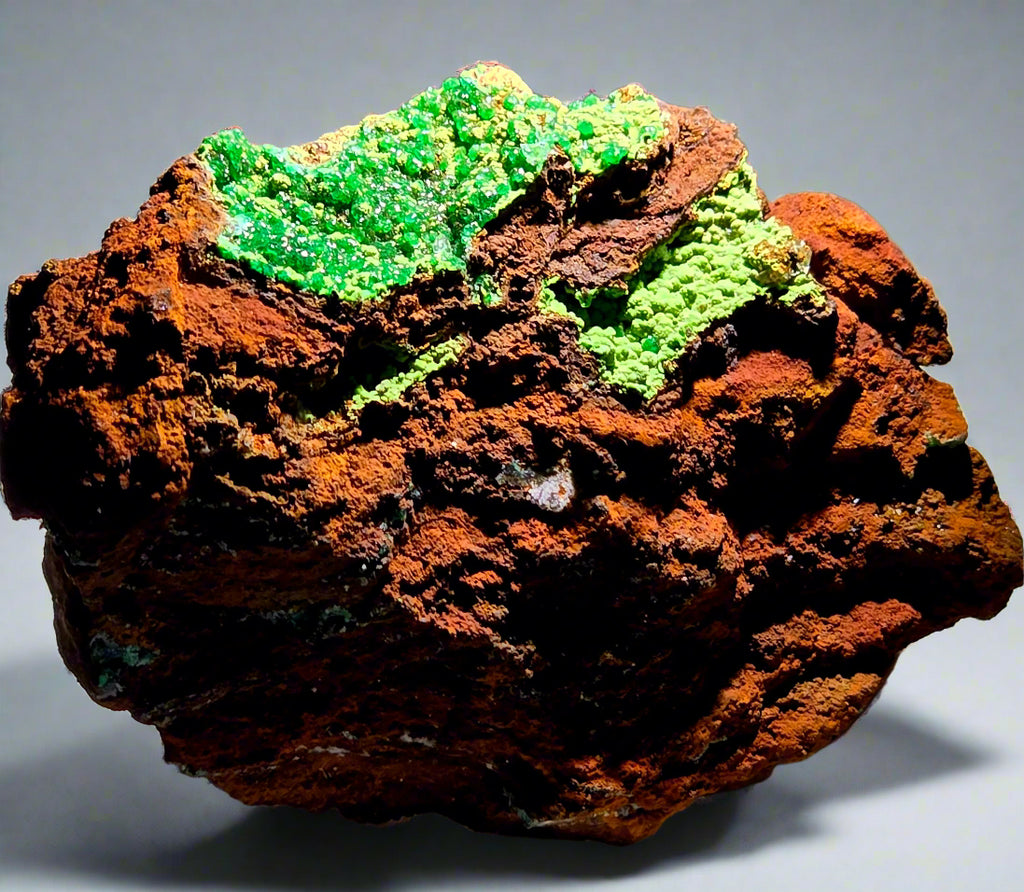 CONICHALCITE WITH GREEN CALCITE (small cabinet)