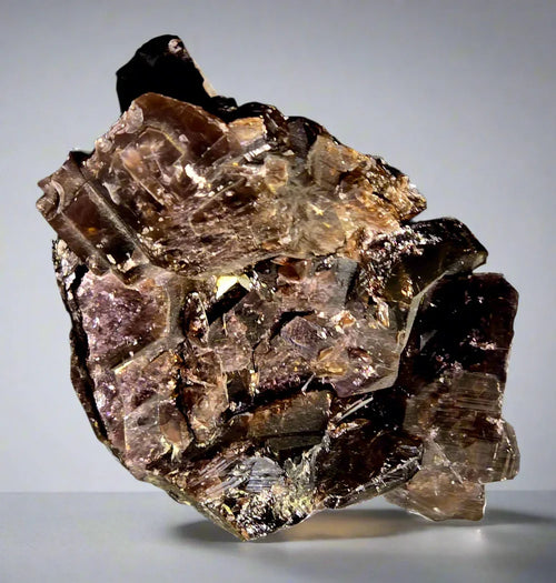 Fluorite crystal specimen from Derbyshire, UK - natural mineral with purple and brown cubic formations
