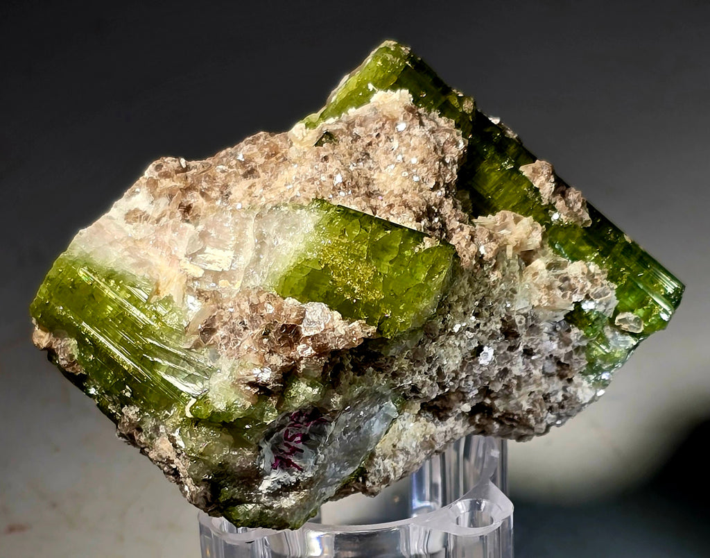 TOURMALINE URUBU MULTIPLE GREEN CRYSTALS (small cabinet)