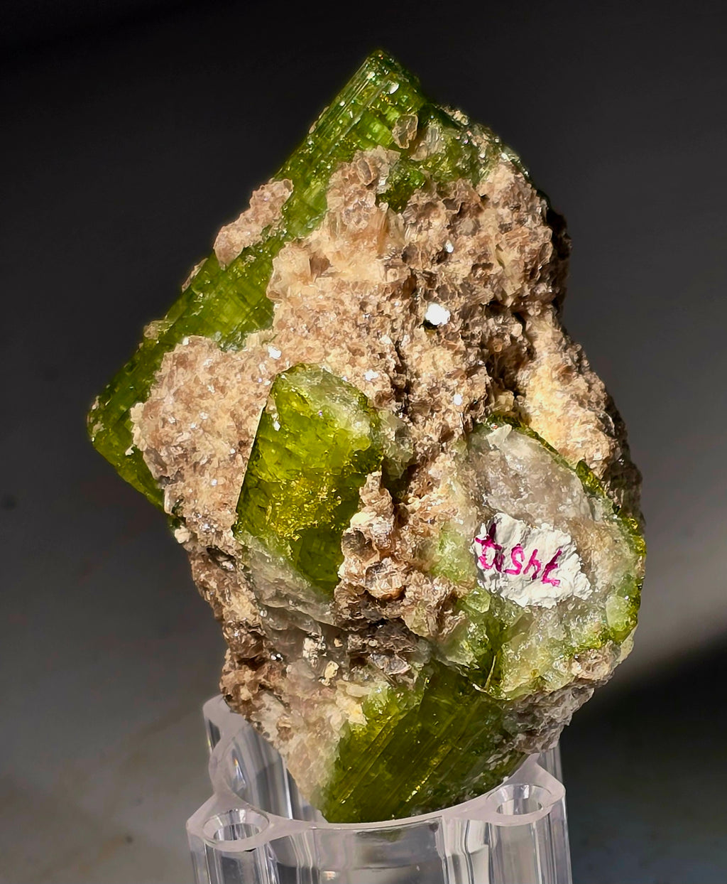TOURMALINE URUBU MULTIPLE GREEN CRYSTALS (small cabinet)