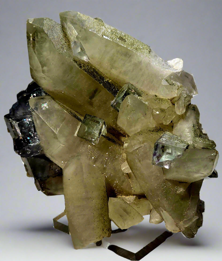 FLUORITE (BLUE & PURPLE) on QUARTZ (small cabinet)