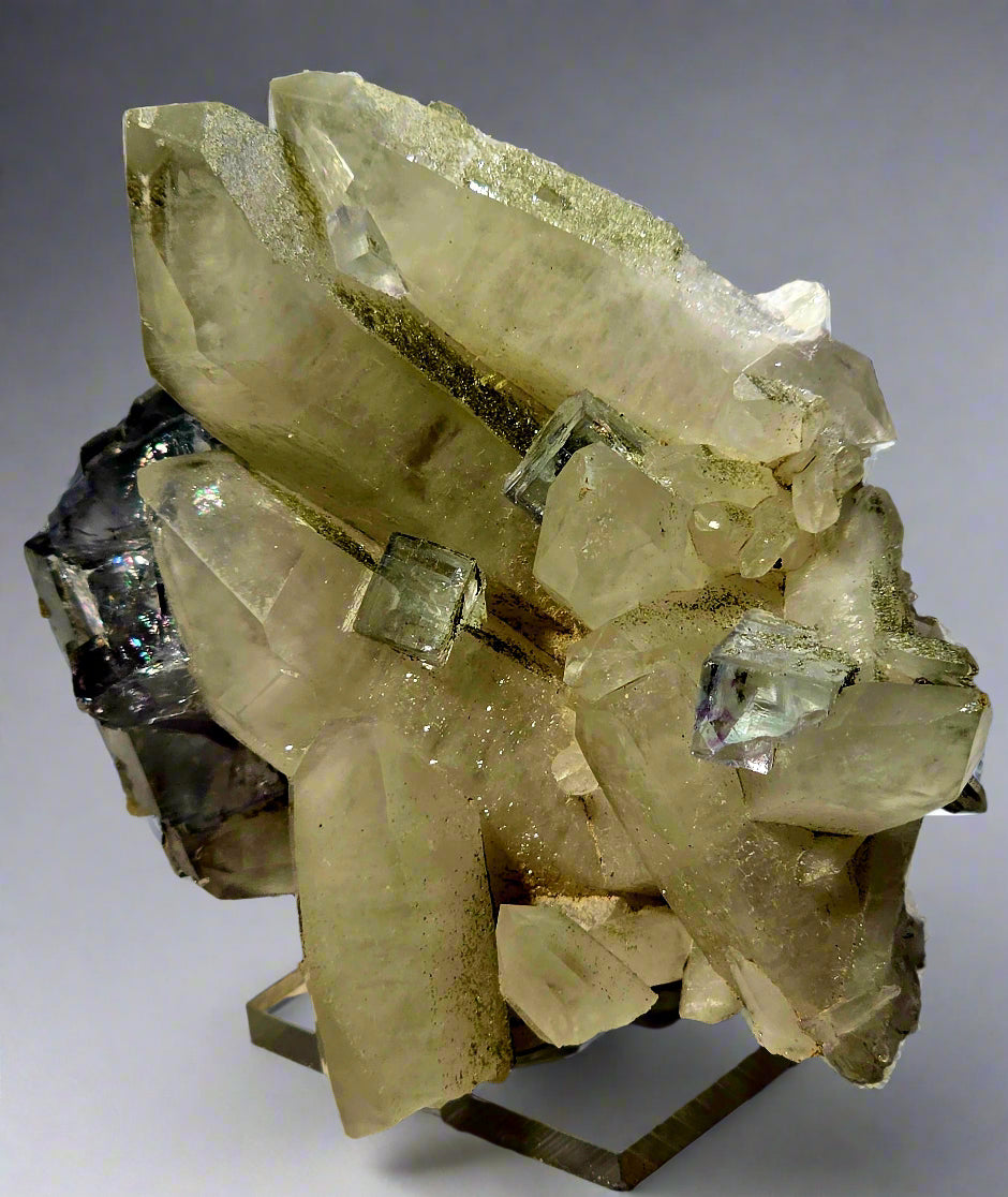 FLUORITE (BLUE & PURPLE) on QUARTZ (small cabinet)