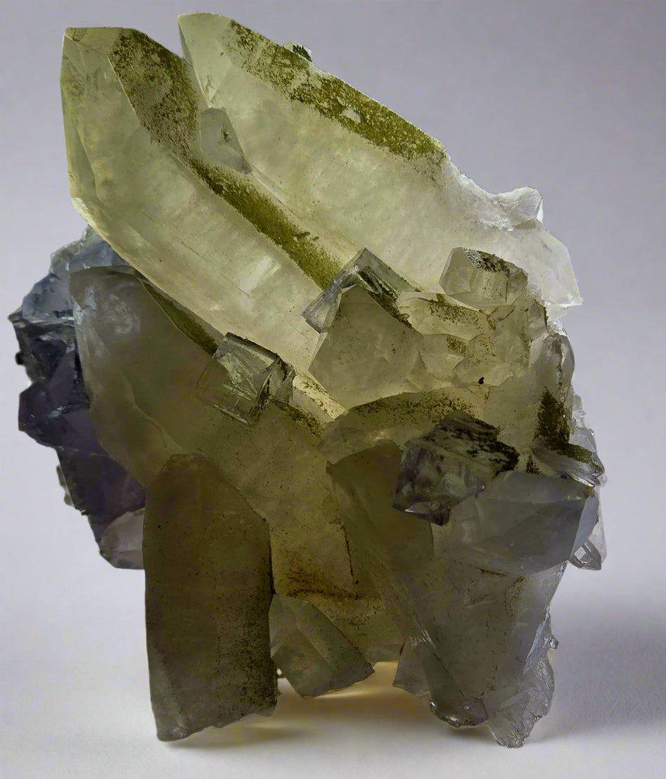 FLUORITE (BLUE & PURPLE) on QUARTZ (small cabinet)