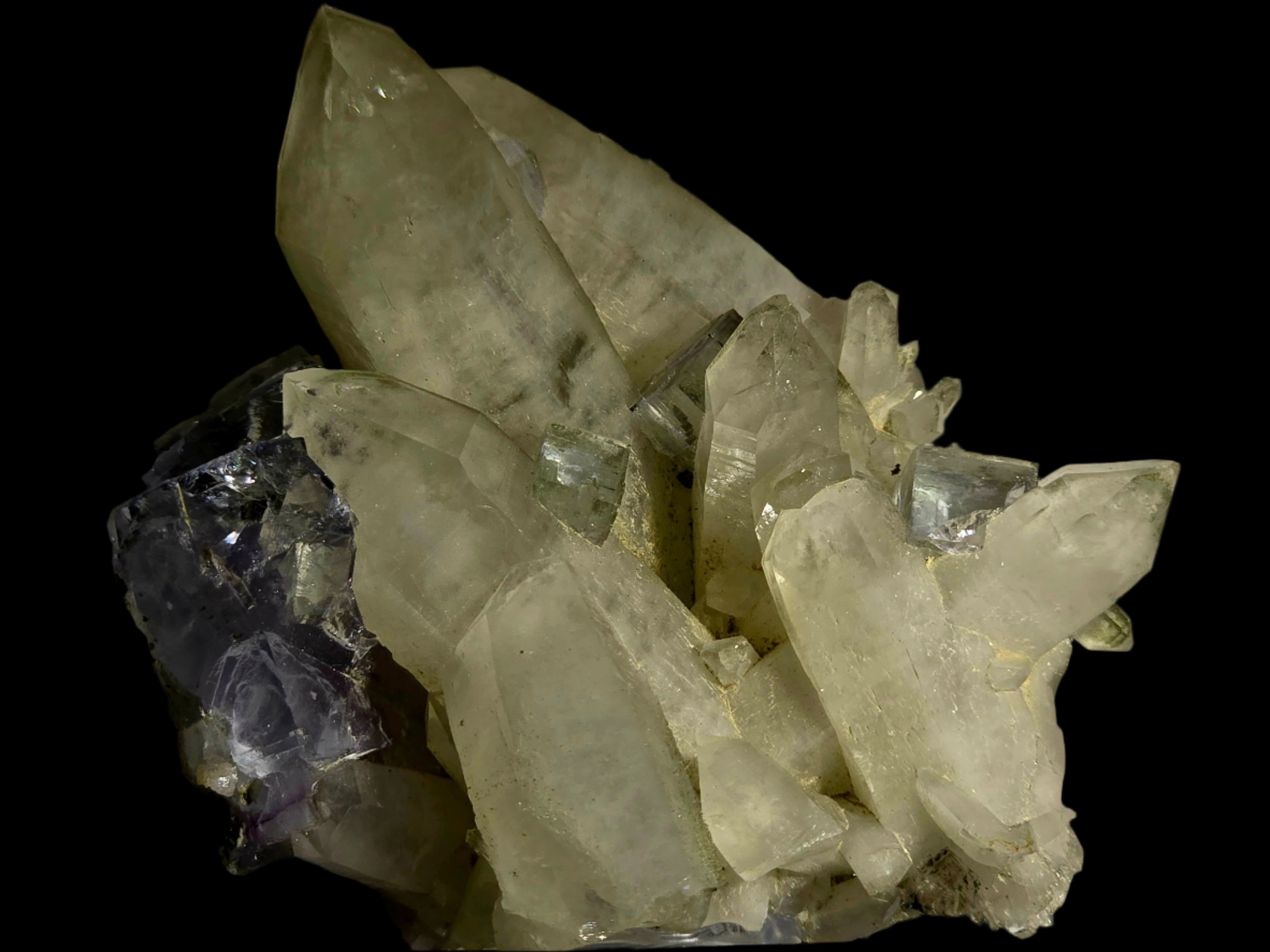 FLUORITE (BLUE & PURPLE) on QUARTZ (small cabinet)