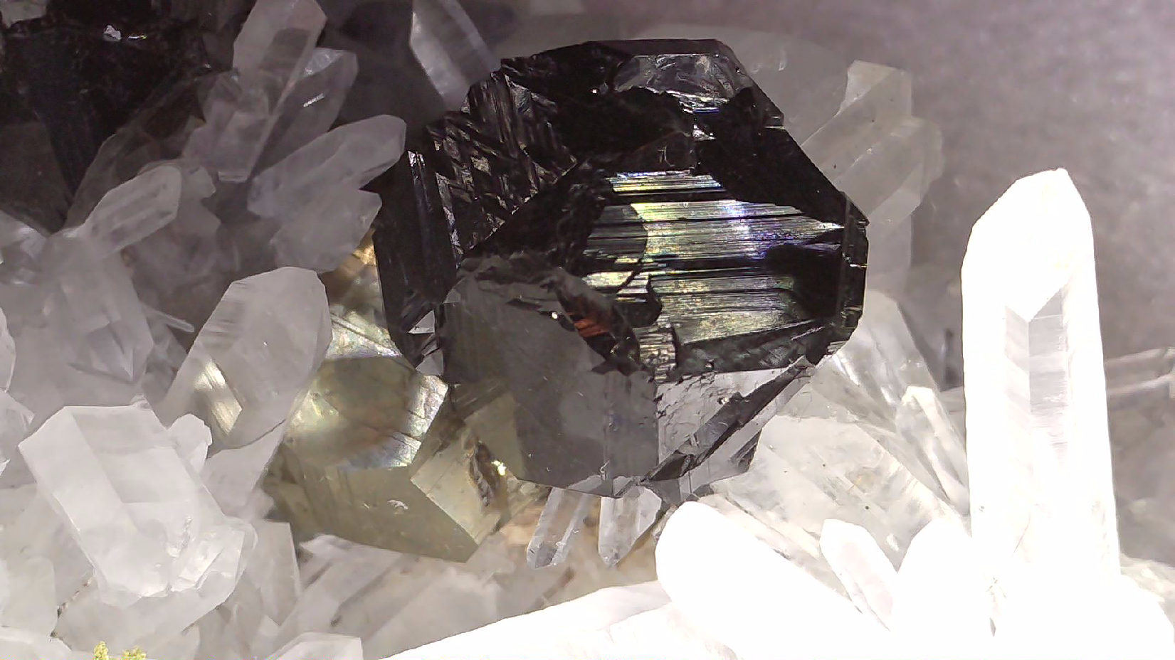 SPHALERITE, CHALCOPYRITE, QUARTZ, MANGANOCALCITE. SAN JOSÉ DE HUAYLLAY DISTR. CERRO DE PASCO PROV, PÉROU (petite armoire)