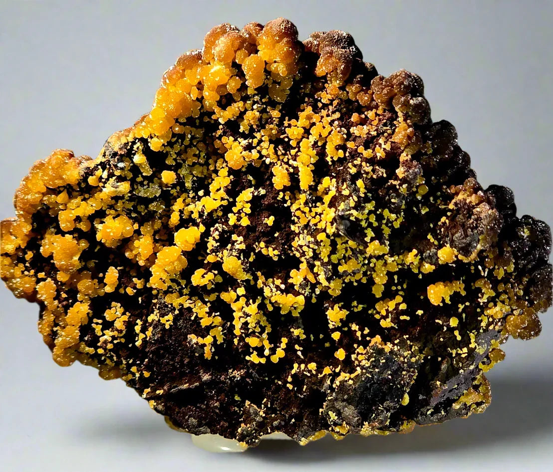 Sulfur crystals from Sicily, vibrant yellow clusters on dark matrix, mineral specimen for collectors