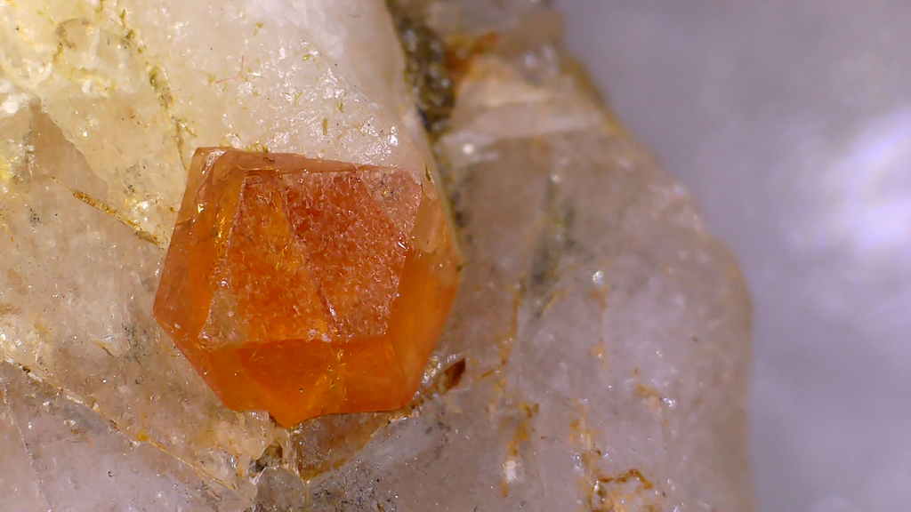 SPESSARTINE ON ALBITE and QUARTZ (miniature)