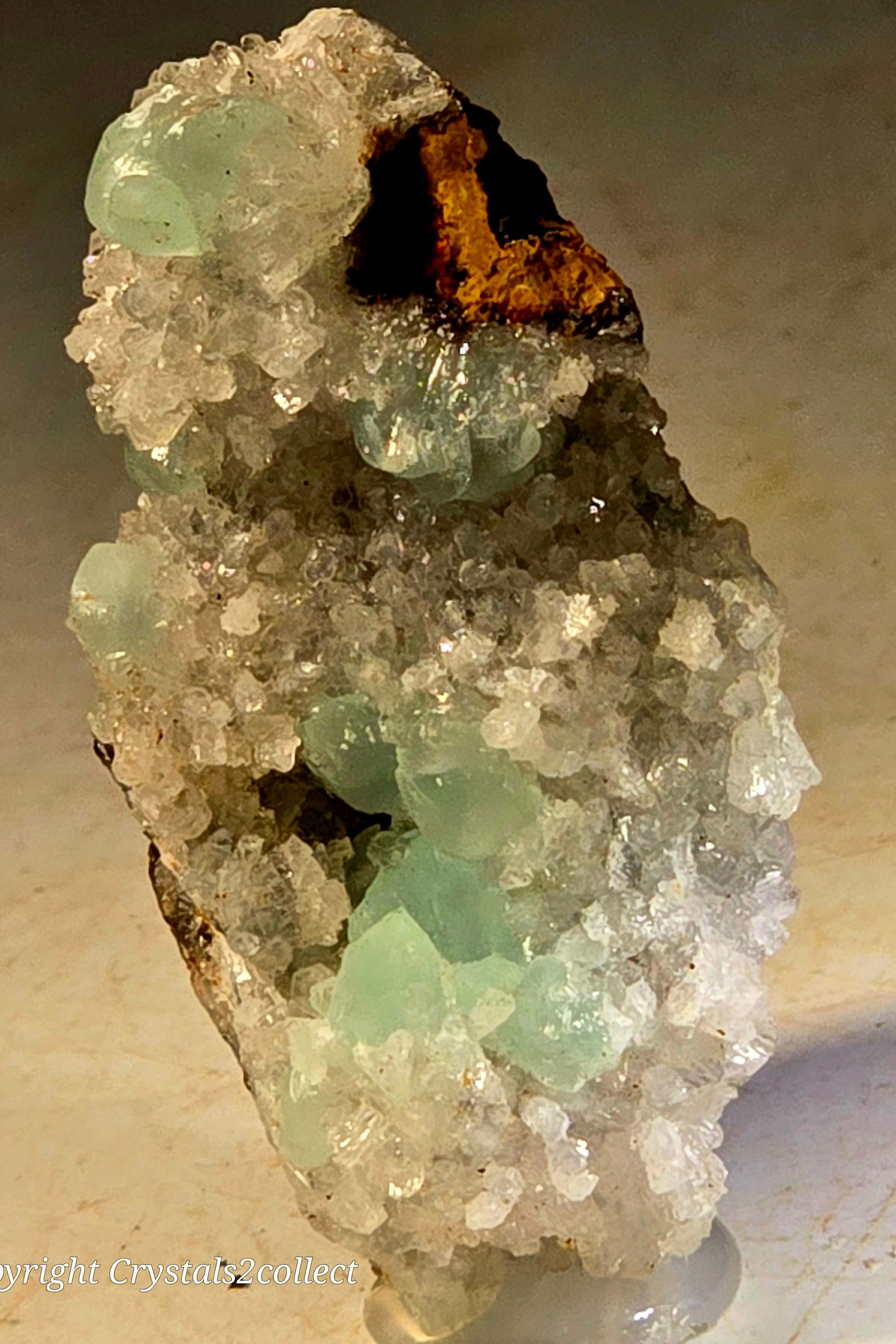 SMITHSONITE on HEMIMORPHITE (miniature)