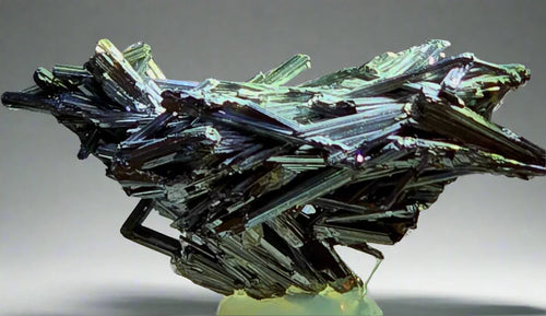 Vivid green and black tourmaline crystal cluster from classic locality, mineral specimen for collectors