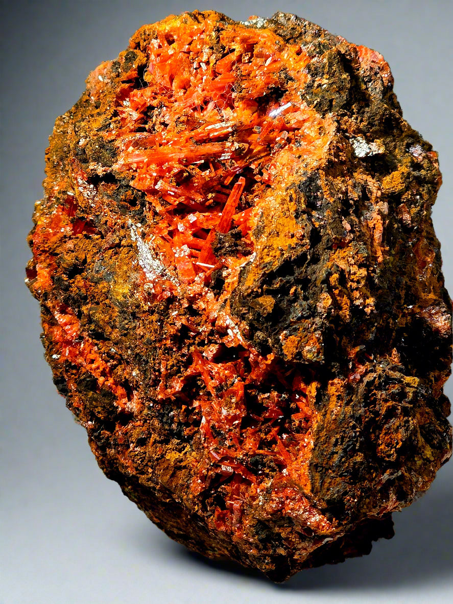 CROCOITE, RED LEAD MINE, TASMANIA (small cabinet)