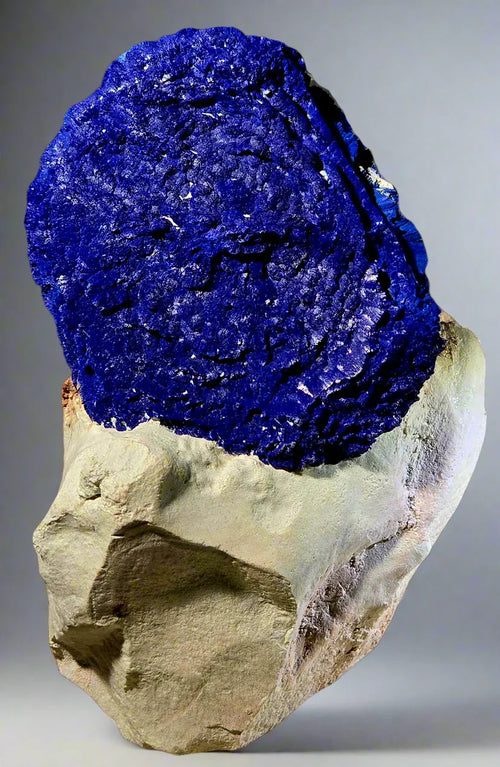 Vivid blue lapis lazuli on matrix, mineral specimen for collectors