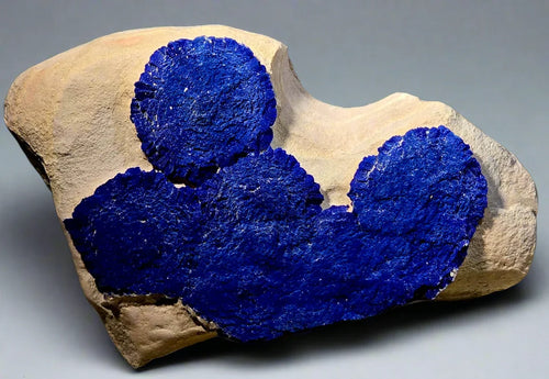 Azurite mineral specimen with vibrant blue botryoidal formations on matrix