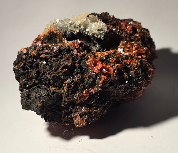 CROCOITE WITH CERRUSITE (small cabinet) VERY RARE AND UNUSUAL COMBO
