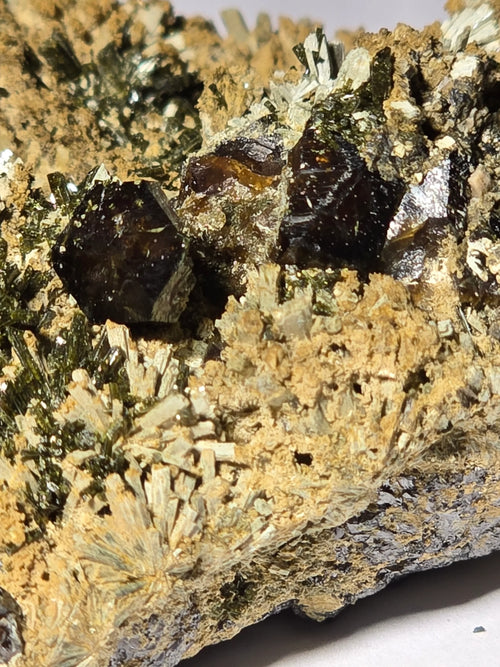 Sphalerite with Calcite and Pyrite, classic mineral specimen from Spain