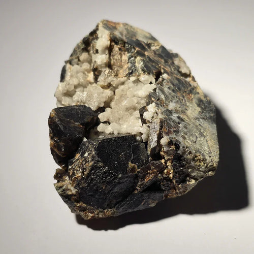 Calcite on Hematite specimen from classic locality, mineral collector's display piece