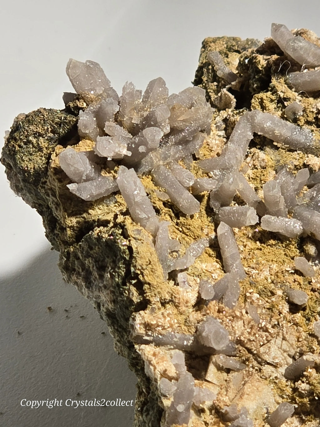Quartz crystals on matrix, clear prismatic specimens from classic locality, mineral collector specimen