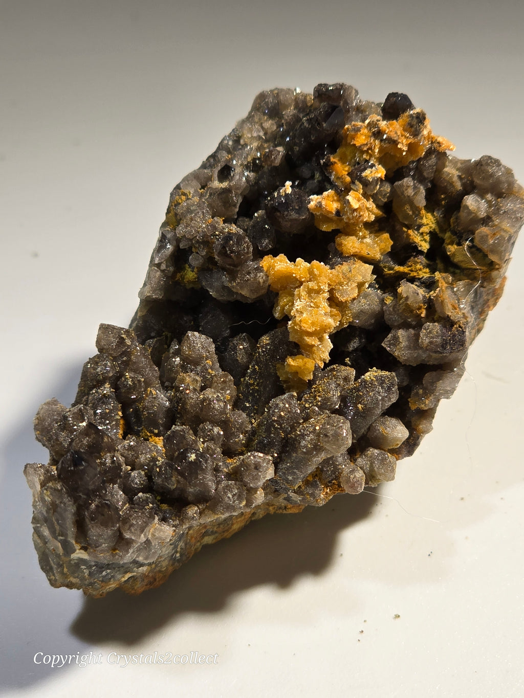 STOLZITE ON QUARTZ (small cabinet), KARA MINE, HAMPSHIRE, TASMANIA (ONLY SPECIMEN KNOWN)