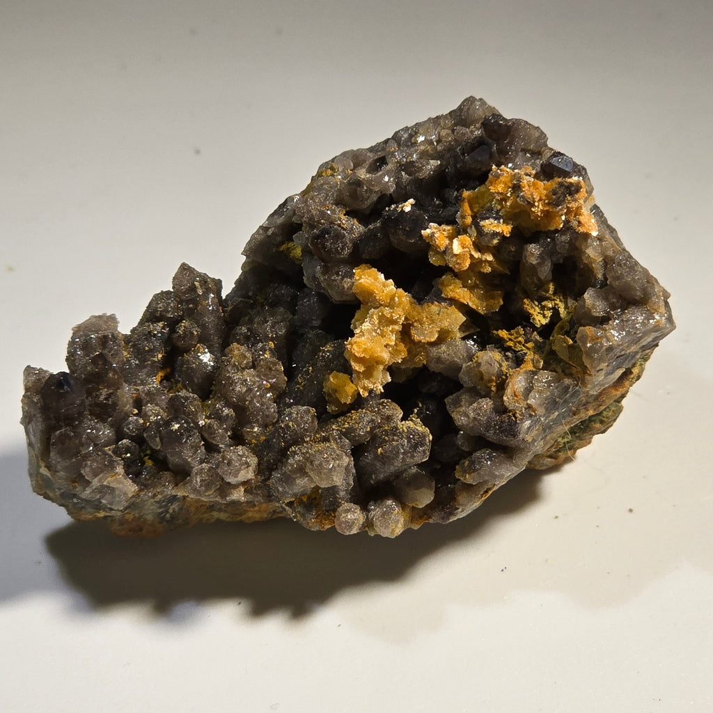 STOLZITE ON QUARTZ (small cabinet), KARA MINE, HAMPSHIRE, TASMANIA (ONLY SPECIMEN KNOWN)